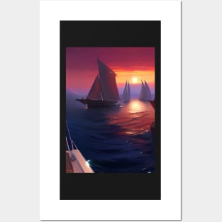 SAILING FLOTILLA AT SUNRISE Posters and Art